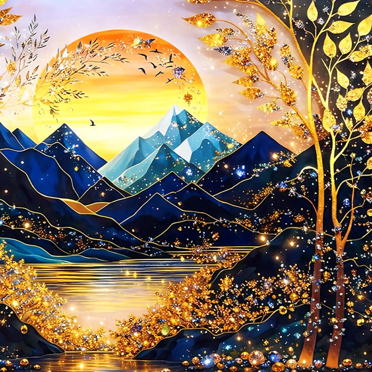 Luxury Nature Inspired Crystal Glass Wall Painting