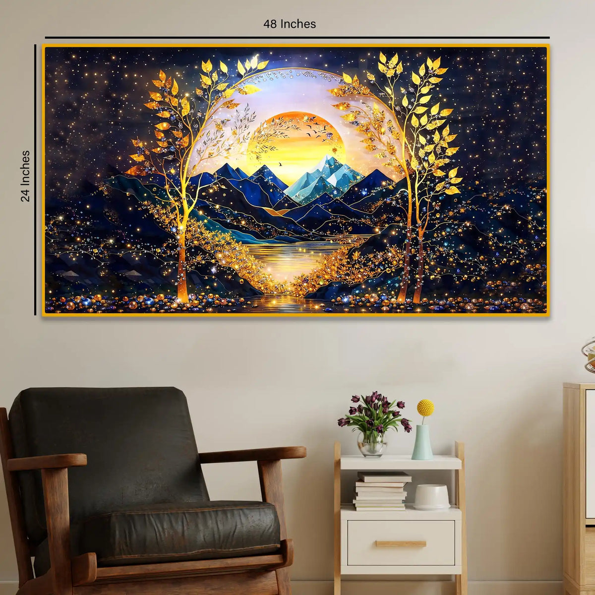 Luxury Nature Inspired Crystal Glass Wall Painting