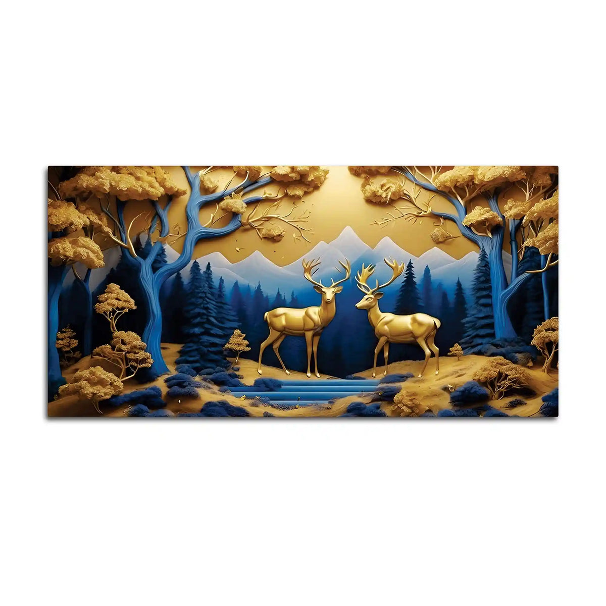 Luxury Nature Inspired Deer Canvas Wall Painting