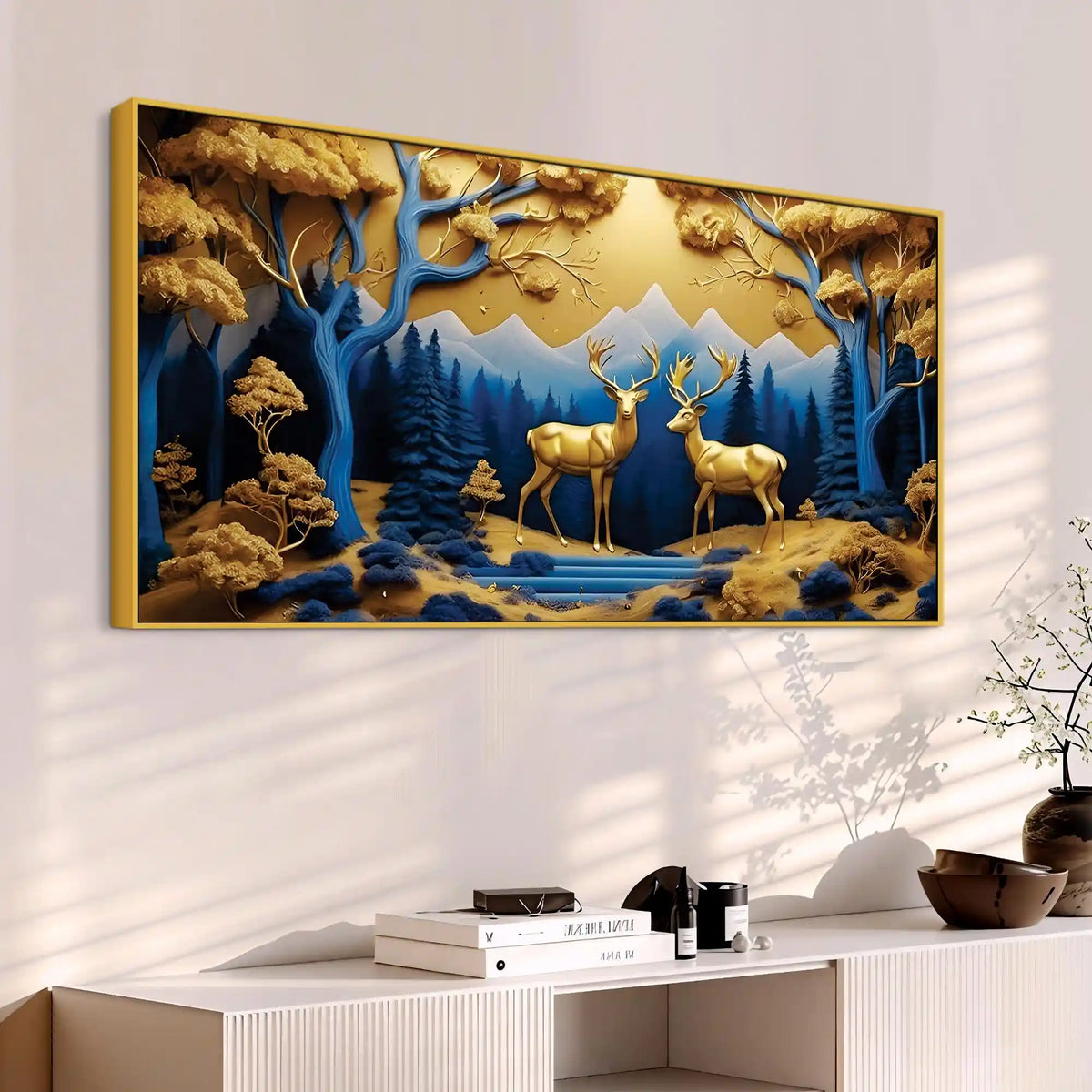 Luxury Nature Inspired Deer Canvas Wall Painting