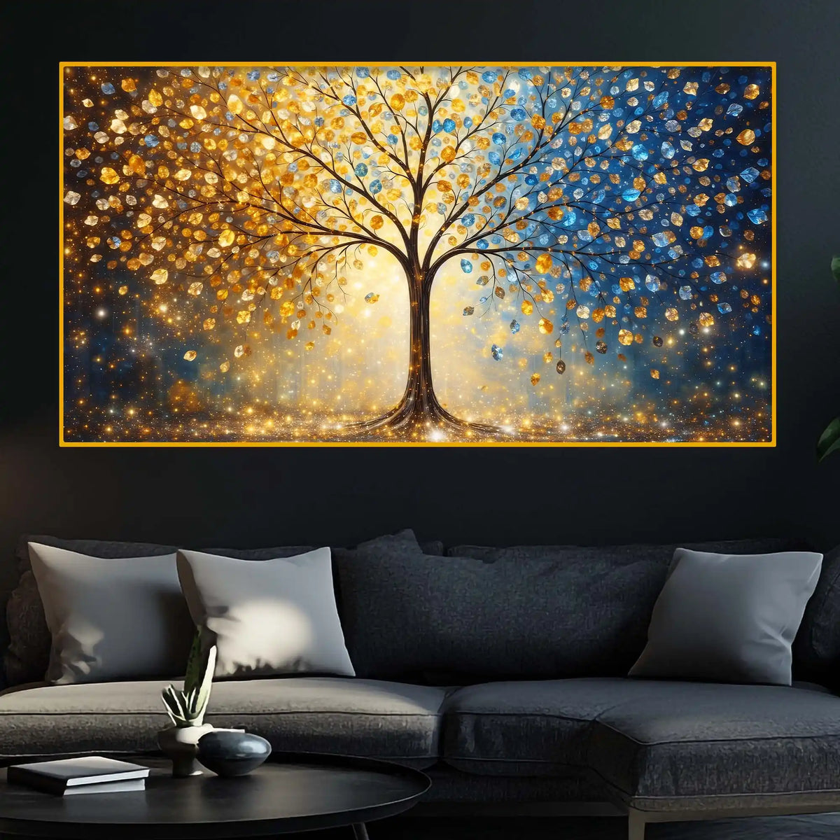 Luxury Nature Tree Crystal Glass Wall Painting