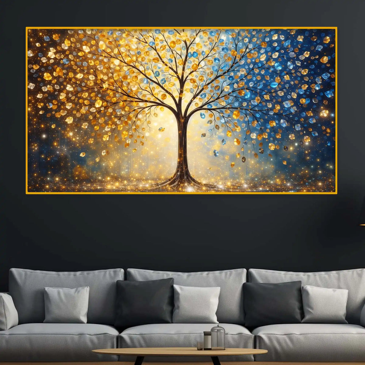 Luxury Nature Tree Crystal Glass Wall Painting
