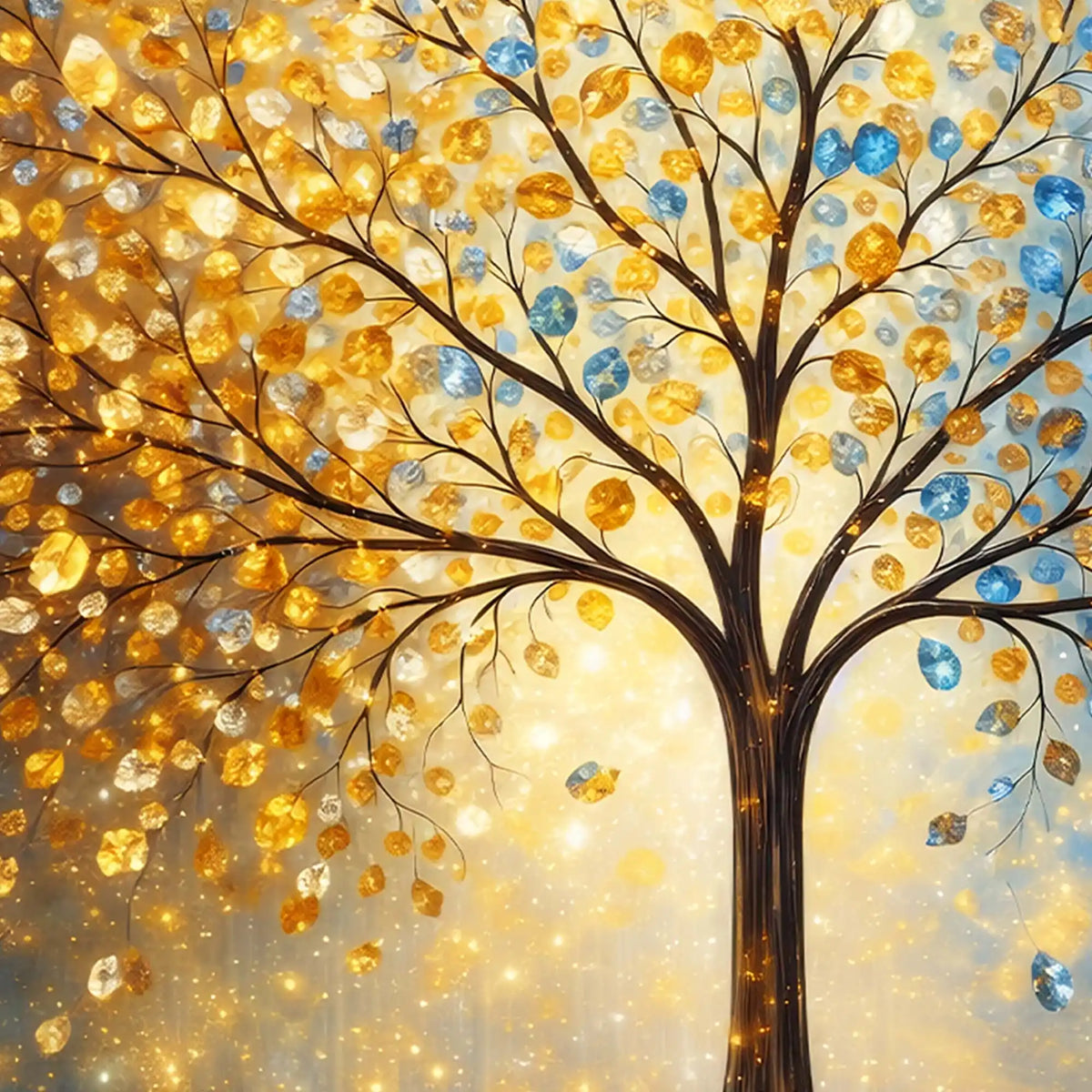 Luxury Nature Tree Crystal Glass Wall Painting