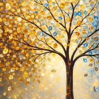 Luxury Nature Tree Crystal Glass Wall Painting