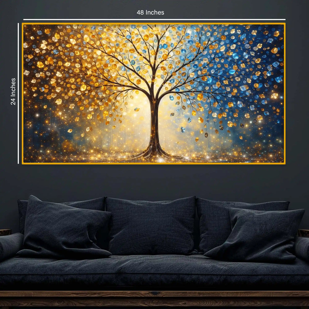 Luxury Nature Tree Crystal Glass Wall Painting