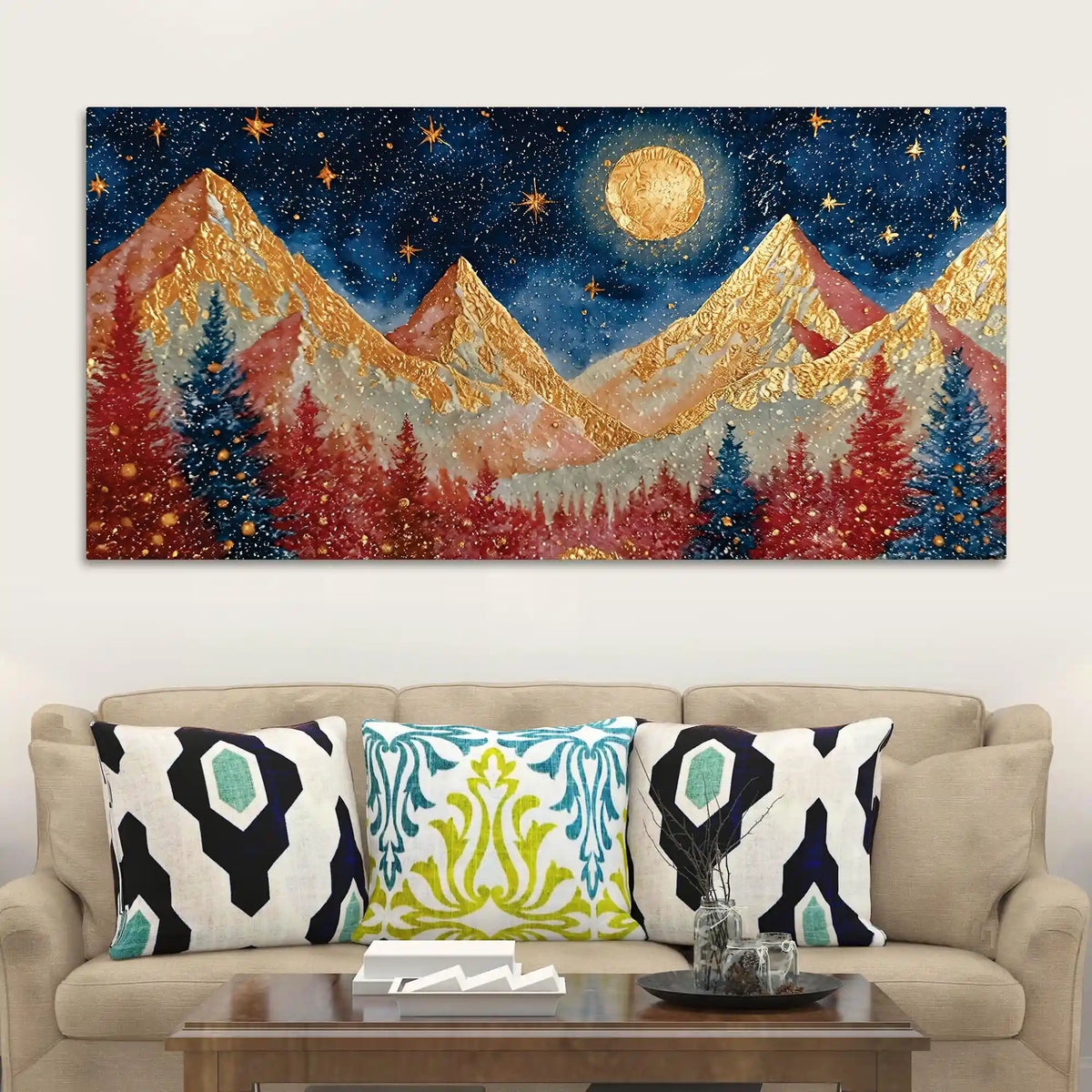 Luxury Night Sky Canvas Painting for Modern Wall