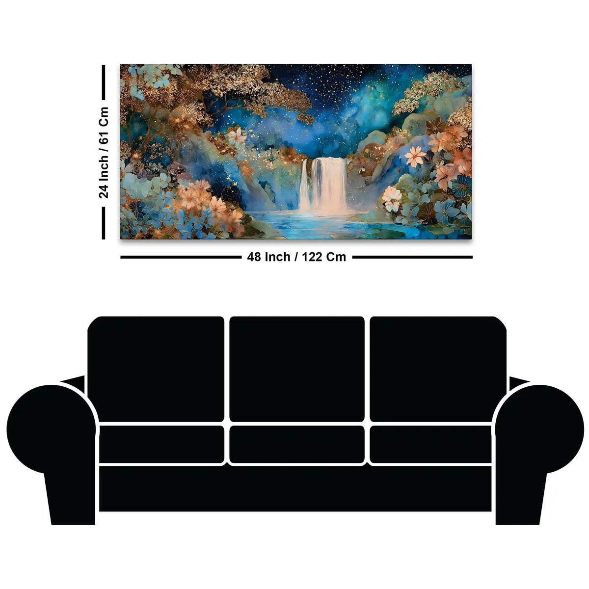 Luxury Night Waterfall Canvas Painting for Home & Office
