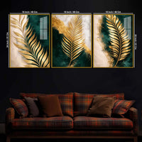 Luxury Palm Leaf Floating Acrylic Painting Set of 3