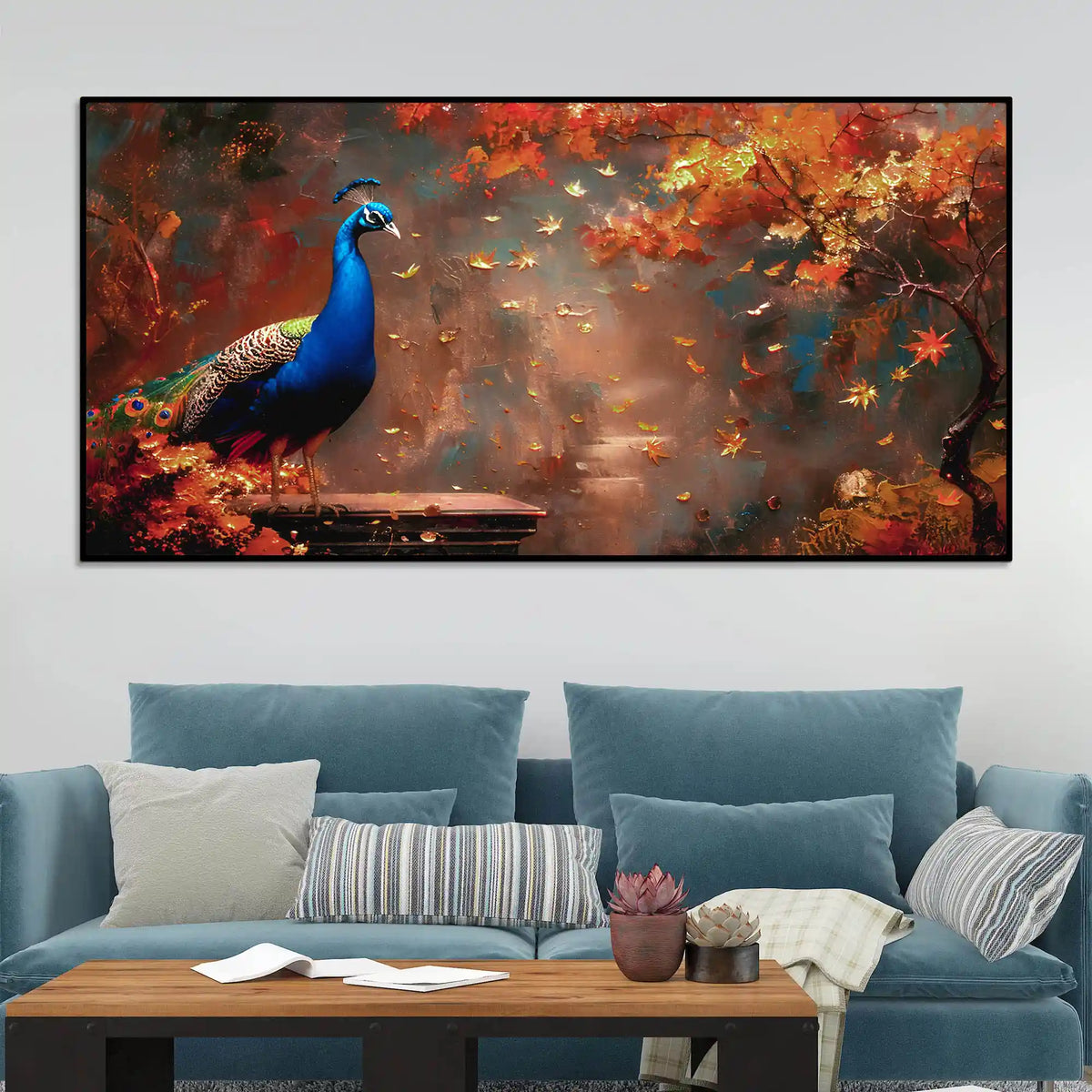 Luxury Peacock Artwork Canvas Painting for Modern Homes