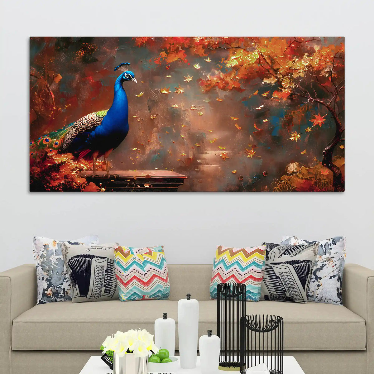 Luxury Peacock Artwork Canvas Painting for Modern Homes
