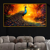 Luxury Peacock Crystal Glass Artwork Elegant Wall Painting