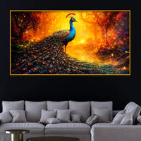 Luxury Peacock Crystal Glass Artwork Elegant Wall Painting