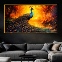Luxury Peacock Crystal Glass Artwork Elegant Wall Painting