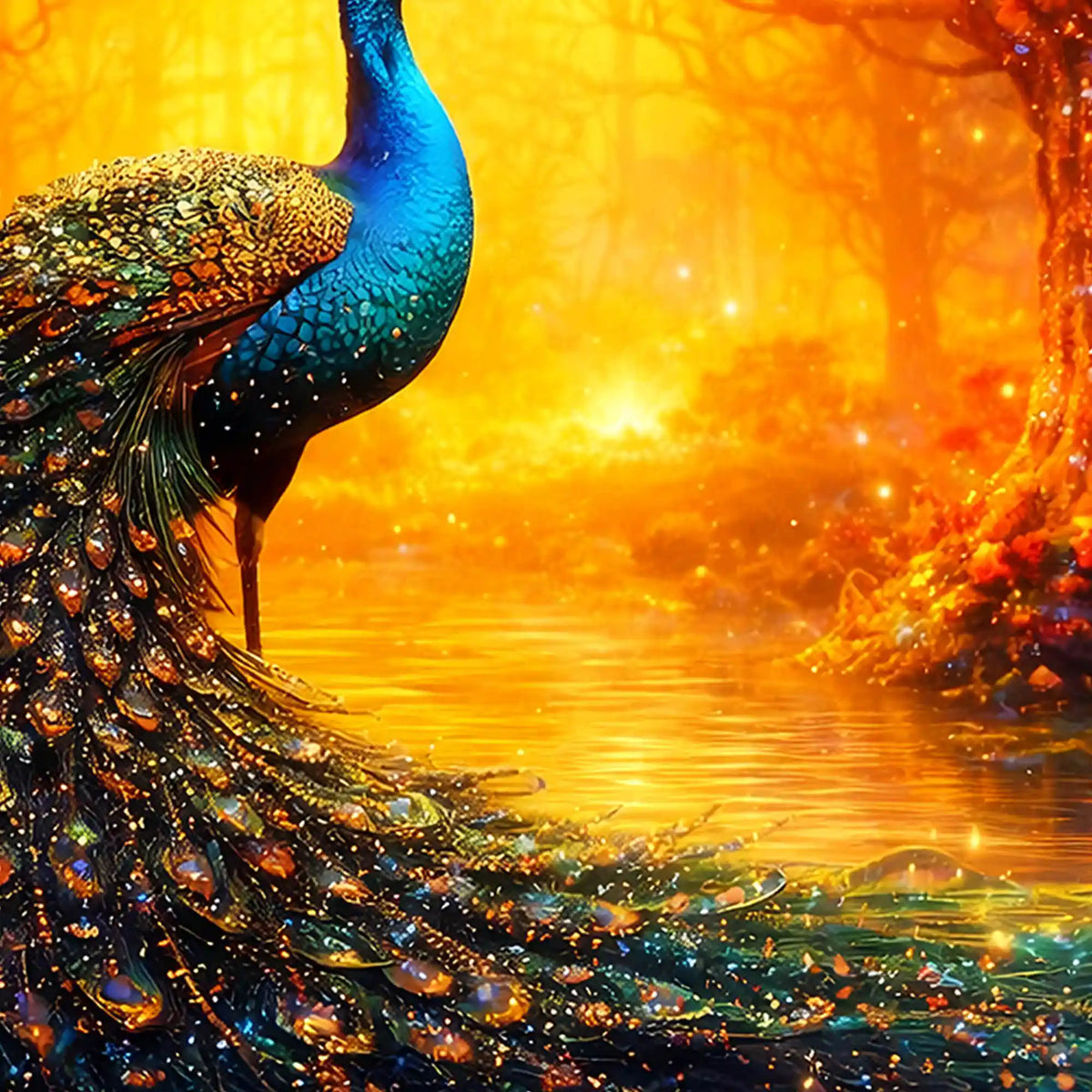 Luxury Peacock Crystal Glass Artwork Elegant Wall Painting