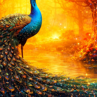 Luxury Peacock Crystal Glass Artwork Elegant Wall Painting