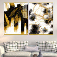 Luxury Peacock Feather Inspired Abstract Acrylic Floating Wall Painting Set of 2