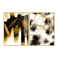 Luxury Peacock Feather Inspired Abstract Acrylic Floating Wall Painting Set of 2