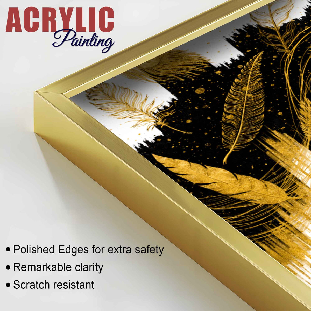 Luxury Peacock Feather Inspired Abstract Acrylic Floating Wall Painting Set of 2