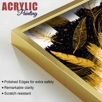 Luxury Peacock Feather Inspired Abstract Acrylic Floating Wall Painting Set of 2