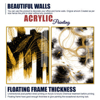 Luxury Peacock Feather Inspired Abstract Acrylic Floating Wall Painting Set of 2