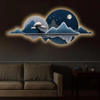 Luxury Pine Mountain Art Premium Crystal Glass Backlit LED Wall Art