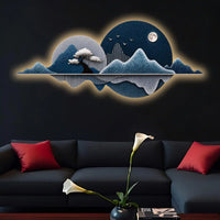Luxury Pine Mountain Art Premium Crystal Glass Backlit LED Wall Art