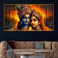 Luxury Radha Krishna Crystal Glass Wall Art Spiritual Painting