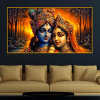 Luxury Radha Krishna Crystal Glass Wall Art Spiritual Painting