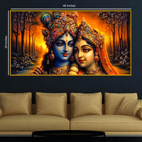 Luxury Radha Krishna Crystal Glass Wall Art Spiritual Painting