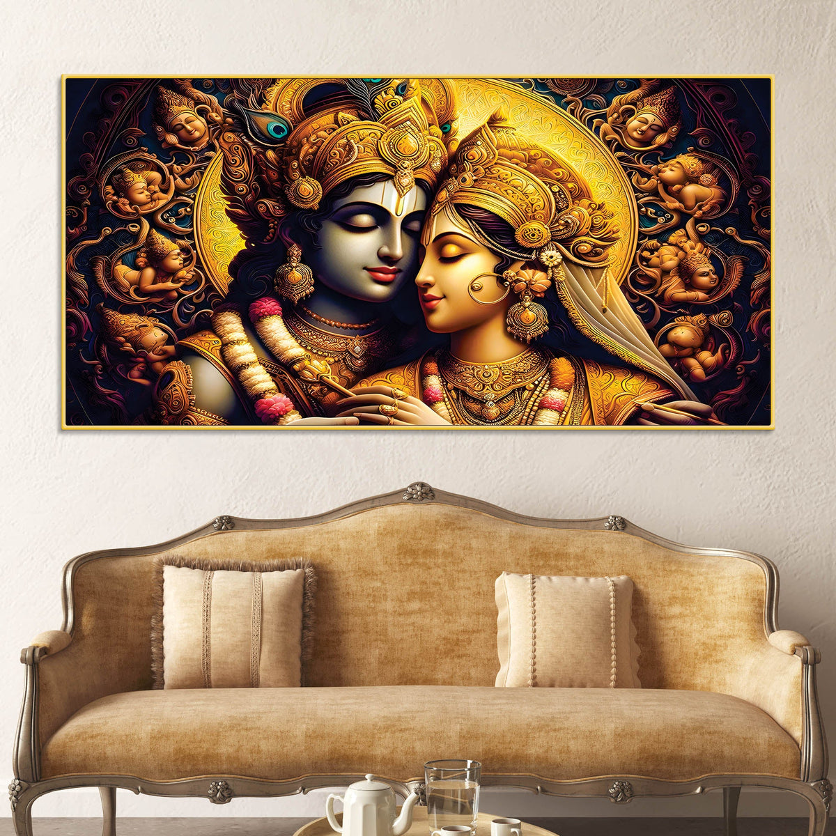 Luxury Radha Krishna Painting Traditional Wall Art