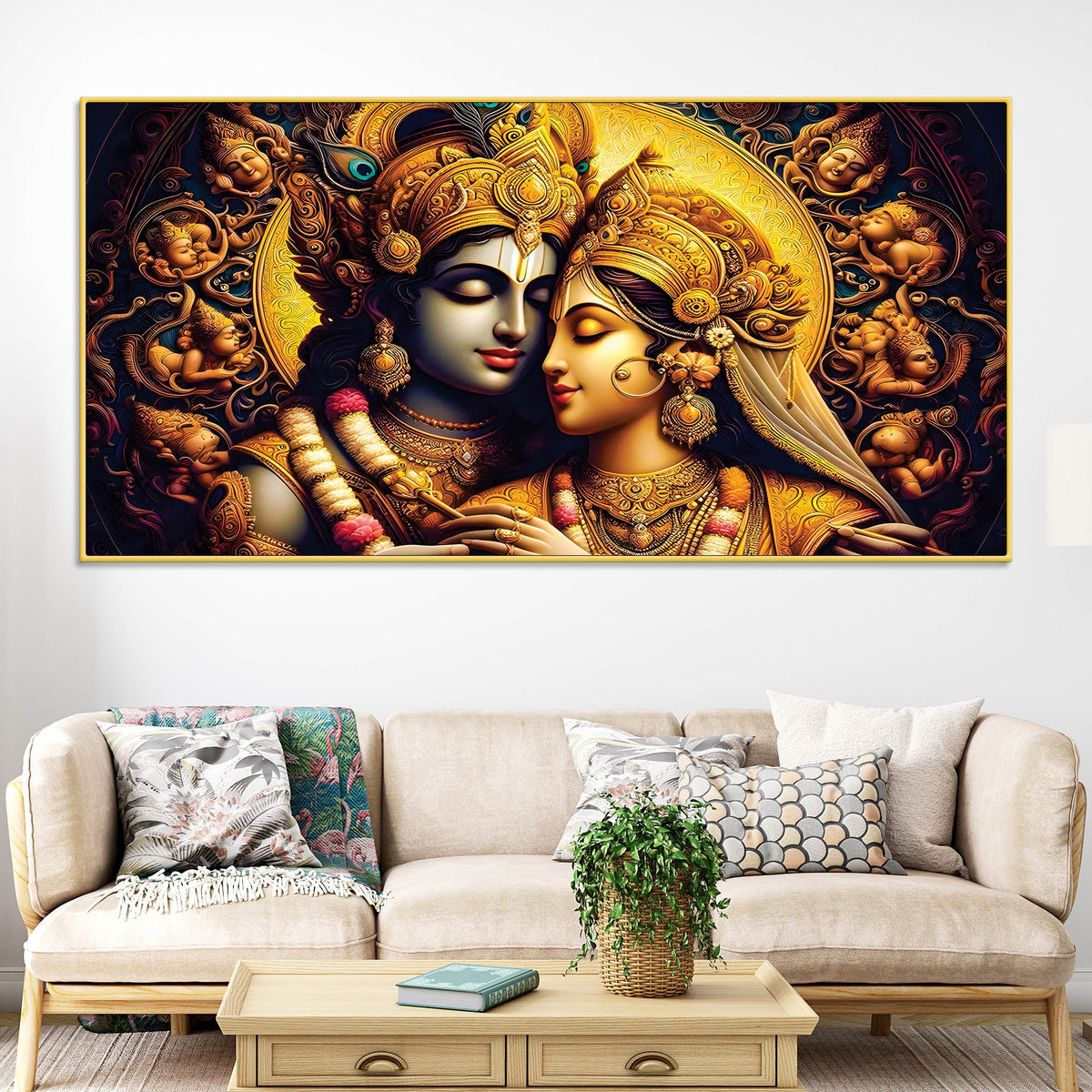 Luxury Radha Krishna Painting Traditional Wall Art
