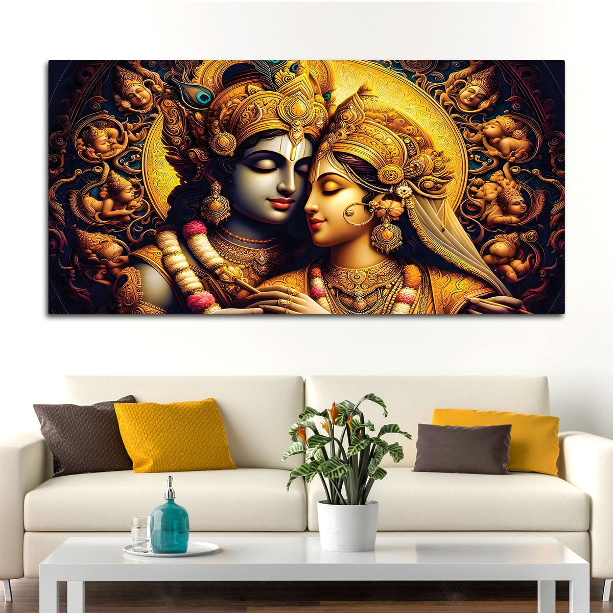 Luxury Radha Krishna Painting Traditional Wall Art