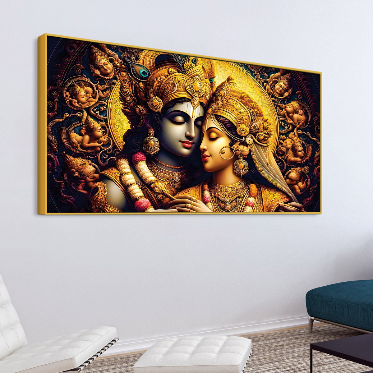 Luxury Radha Krishna Painting Traditional Wall Art