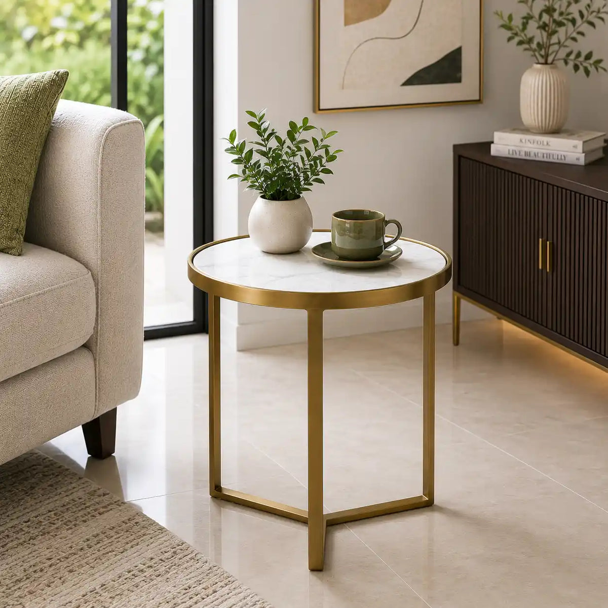 Luxury Round Marble Top Side Table