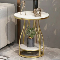 Luxury Round Side Table with Marble Top for Small Spaces