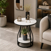 Luxury Round Side Table with Marble Top for Small Spaces