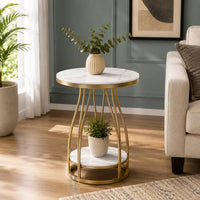 Luxury Round Side Table with Marble Top for Small Spaces