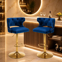 Luxury Royal Blue Velvet Bar Lounge Chair with Gold Base