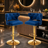 Luxury Royal Blue Velvet Bar Lounge Chair with Gold Base