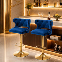 Luxury Royal Blue Velvet Bar Lounge Chair with Gold Base
