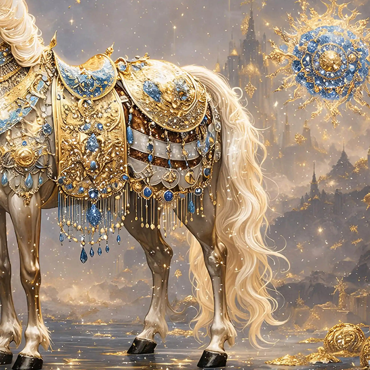 Luxury Royal Horse Fantasy Crystal Glass Wall Painting