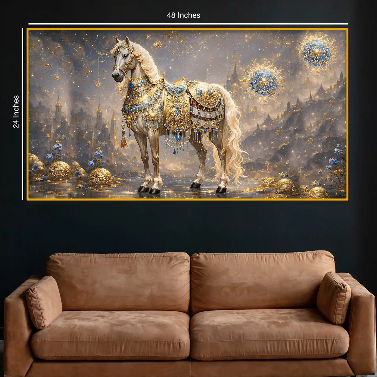 Luxury Royal Horse Fantasy Crystal Glass Wall Painting