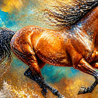 Luxury Running Horse Floating Frame Crystal Wall Painting