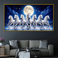 Luxury Running White Horses Crystal Glass Wall Painting