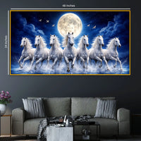 Luxury Running White Horses Crystal Glass Wall Painting