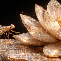 Luxury Shimmering Lotus Flower Crystal Glass Wall Painting for Premium Wall Décor
