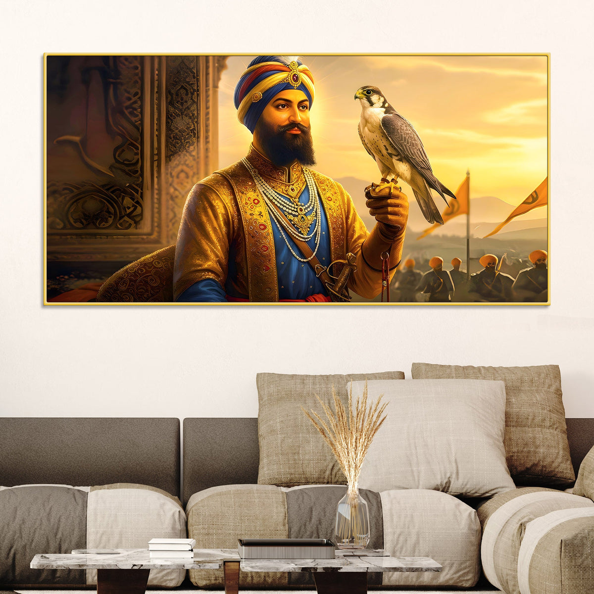 Luxury Sikh Guru Spiritual Canvas Painting for Home & Office