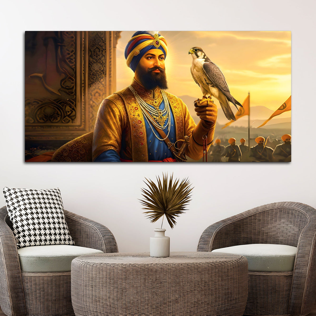 Luxury Sikh Guru Spiritual Canvas Painting for Home & Office