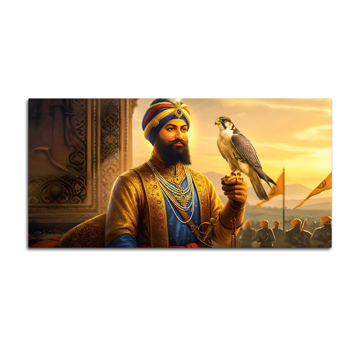Luxury Sikh Guru Spiritual Canvas Painting for Home & Office