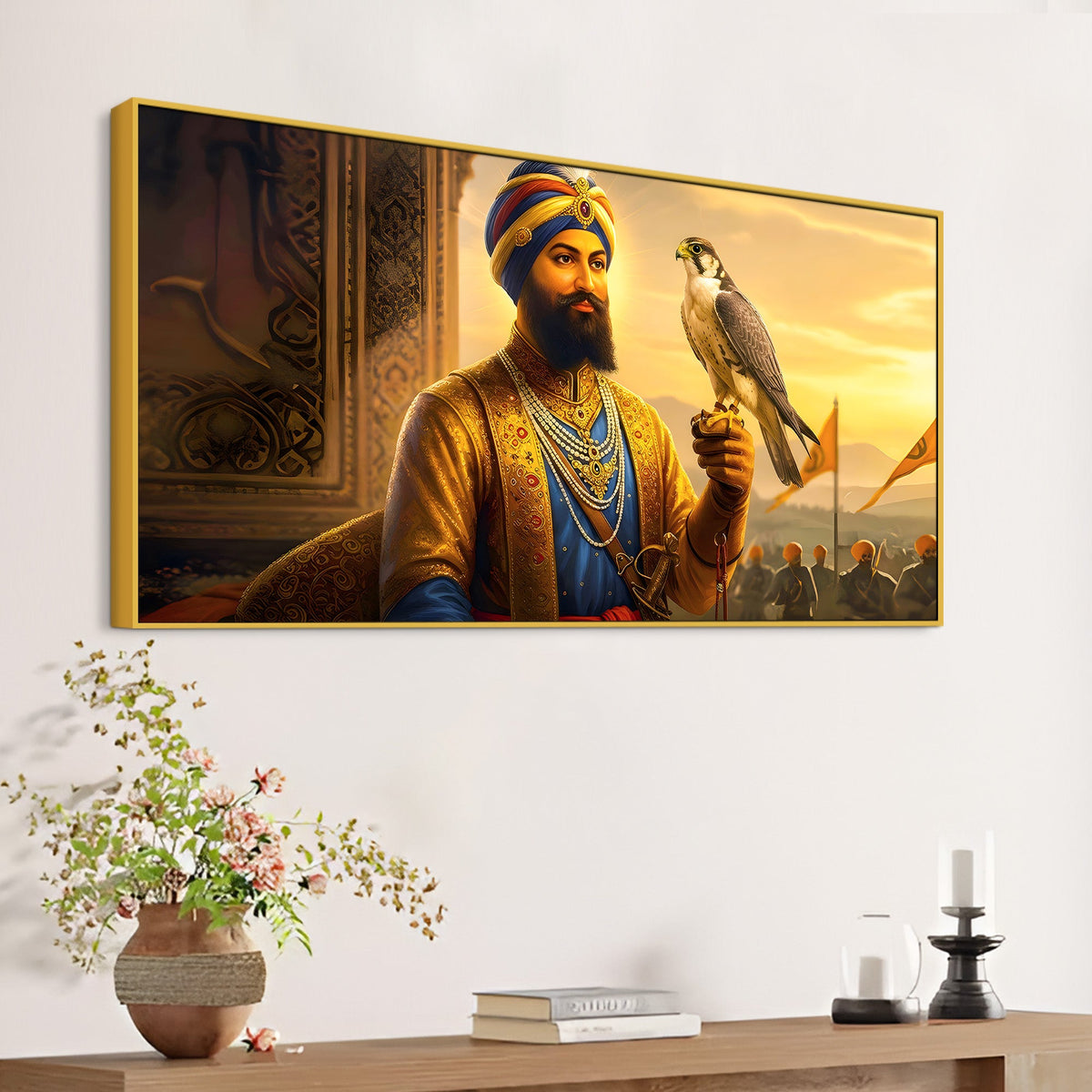 Luxury Sikh Guru Spiritual Canvas Painting for Home & Office